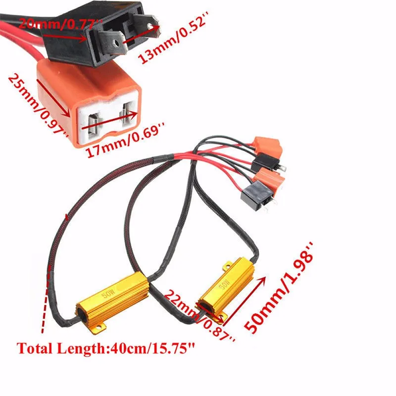 2 шт. H7 50 Вт 6Ohm светодиодный DRL противотуманный фонарь может загрузить проводка резистора жгут DC 12-24 В Автомобильная электроника