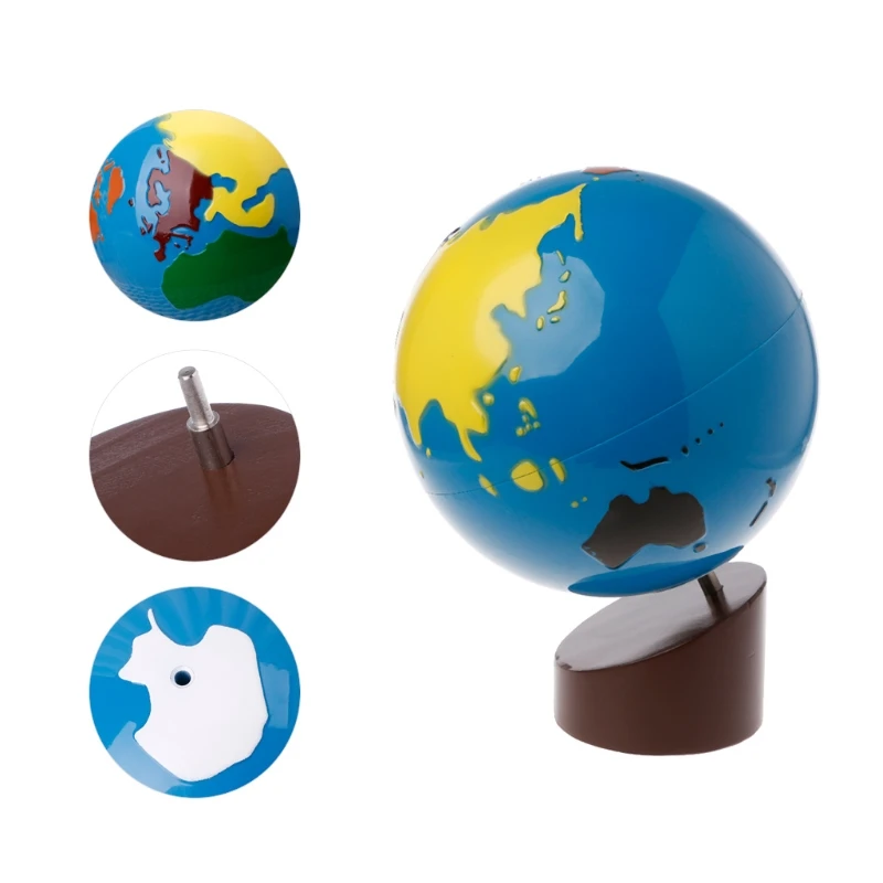 Montessori Geography Material Globe Of World Parts Kids Early Learning Toy