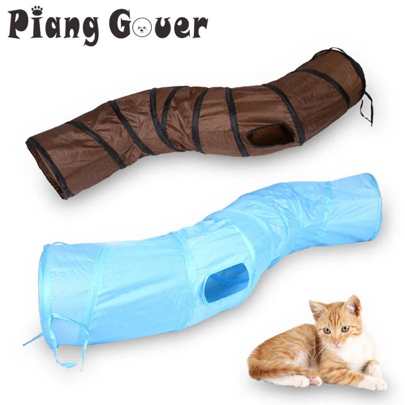

"S" Shape Cat Toys Tunnel Long Lovely Funny 2 Holes Cat Tunnel Toys Kitten Puppy Pet Supplies
