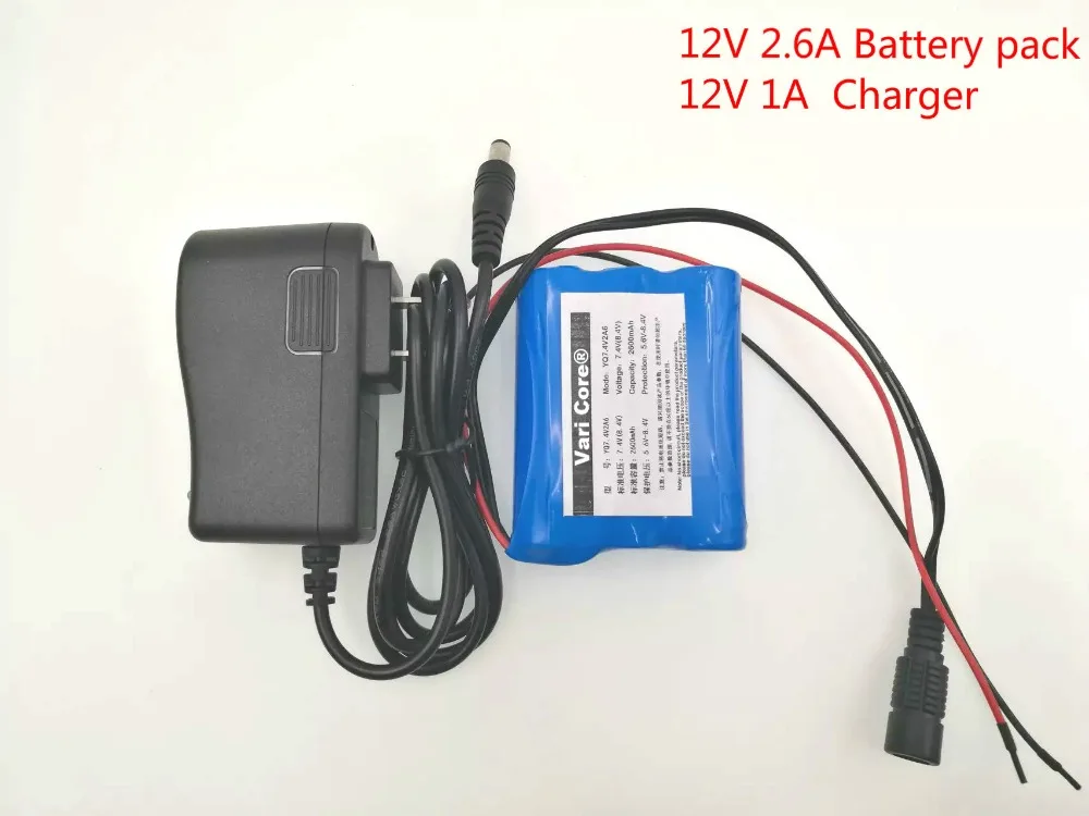 12 V 2600 mAh 18650 литий-ионная аккумуляторная батарея для камеры видеонаблюдения 2.6A батареи+ 12,6 V 1A зарядное устройство