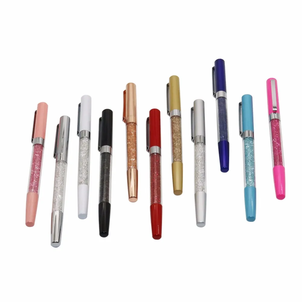 

Creative Metal Crystal Diamond Ball Pen Set Stationery Refill 0.5mm Signature Ballpoint Pen For 10 PCS Refill Blue and Black