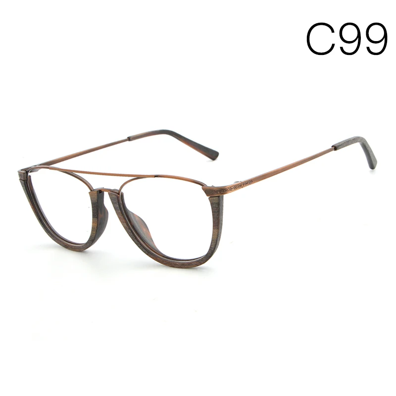 C99 HDCRAFTER, винтажные деревянные оправы для очков, для мужчин/женщин, дерево, металл, очки для чтения, близорукость, оправа с прозрачными линзами, очки - Цвет оправы: C99