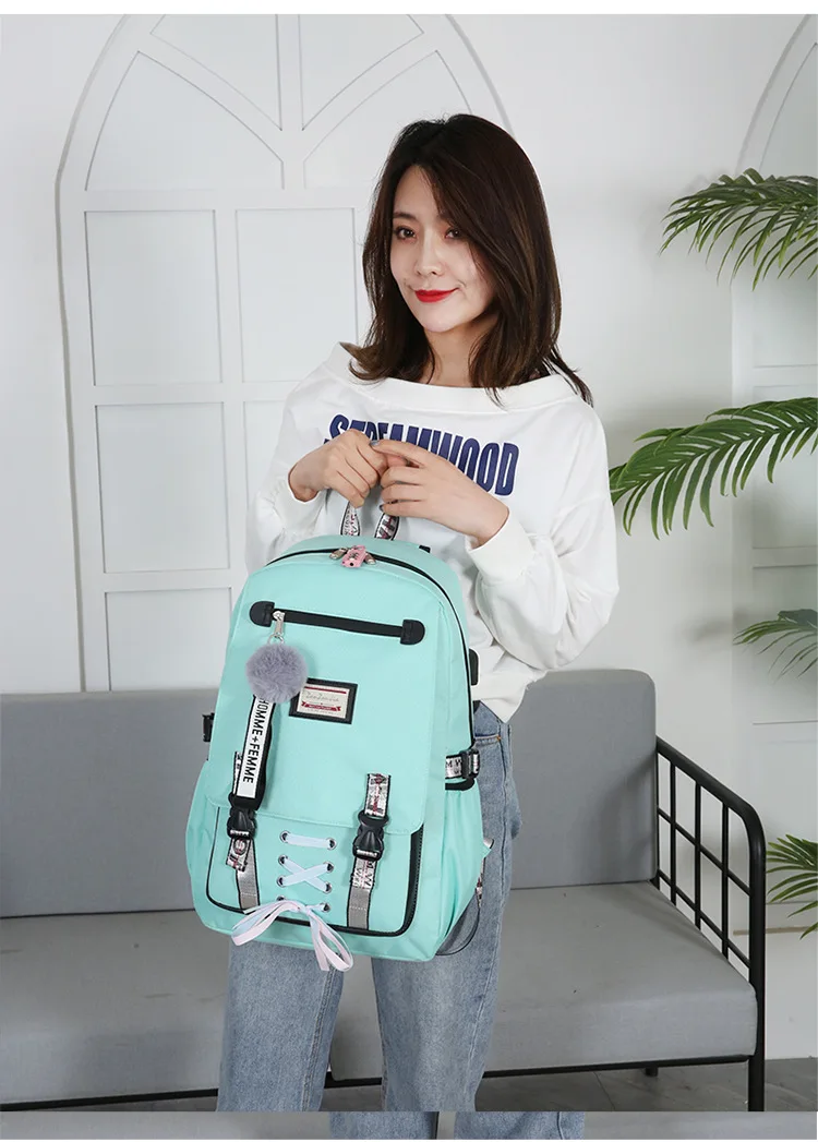 Backpacks School Bags For Teenagers Girls Student Women Larger Capacity Anti-theft USB Backpack Rucksack Female Travel Book Bags