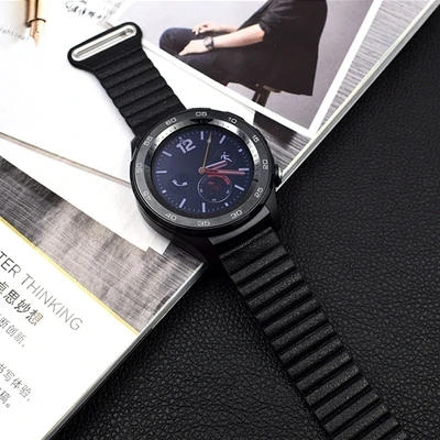 Кожаный ремешок с магнитной петлей 20 22 мм ремешок для часов huawei watch 2 Sport Classic samsung gear S3 Classic Froniter Ремешки для наручных часов - Цвет ремешка: Black