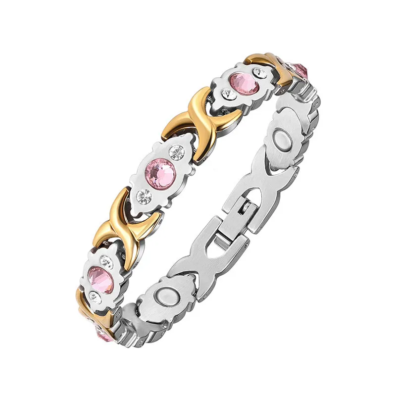 Moocare женский жемчуг циркон браслет магнитные аксессуары ювелирные изделия из нержавеющей стали серебро розовое золото женский браслет на запястье