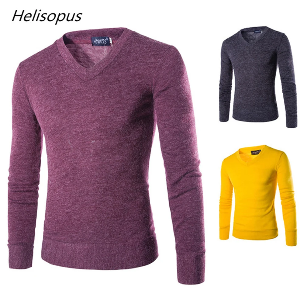 

Helisopus Autumn Men Knitting Sweater V-Neck Striped Slim Fit Knit Pullovers Casual Winter Keep Warm Sweaters