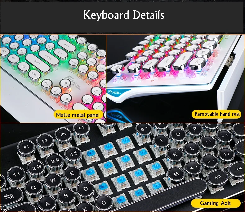 Royal Kludge RK S108 эргономичная USB Проводная Механическая игровая клавиатура, монохромная/RGB подсветка черный, синий, коричневый, красная ось