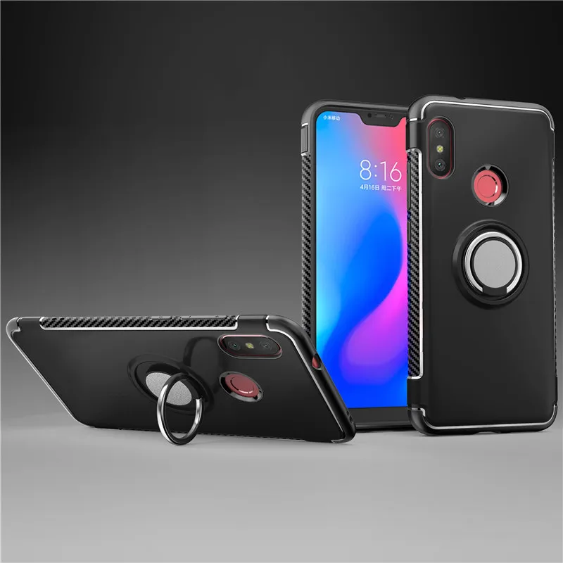 

For Xiaomi Mi A2 Lite phone Case 5.84 PC+TPU For Xiaomi Mi A2Lite Global Version MiA2Lite case Finger Ring Car Magnet Back Cover