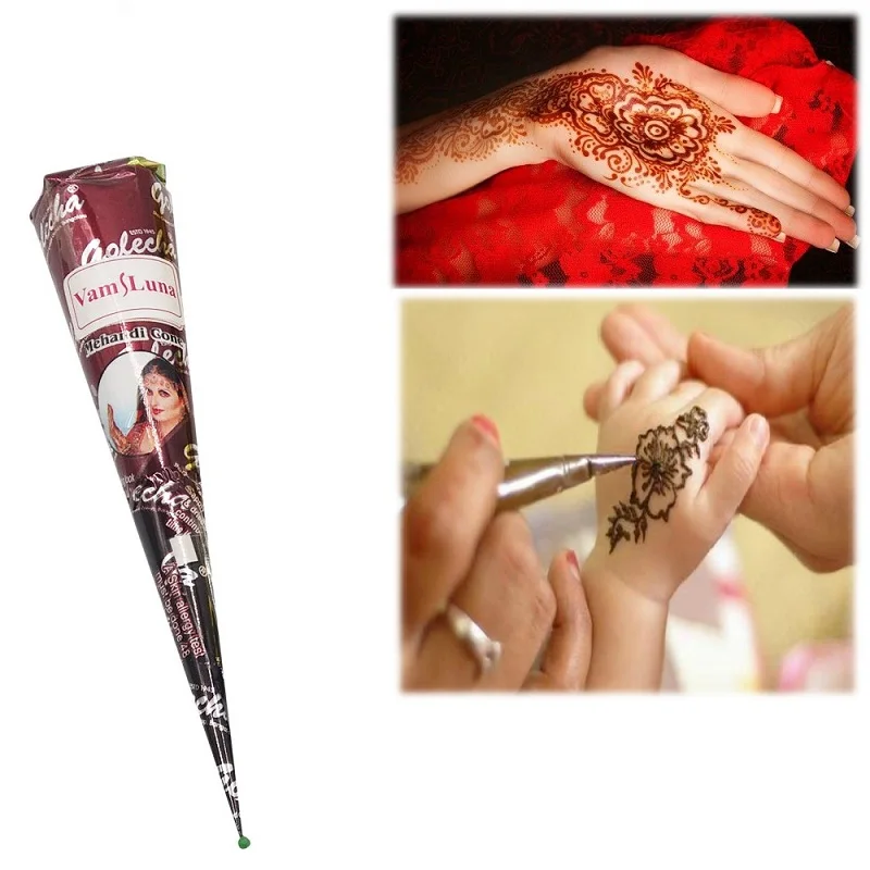 Индийская живопись татуировки паста конус, 12 трубка коричневая паста конус индийский боди-арт живопись рисунок для временного тела живопись