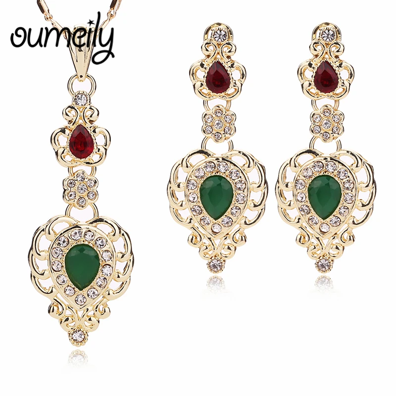 

OUMEILY Jewelry Sets Women Wedding African Beads Jewelry Set Imitation Crystal Dubai Bridal Jewelry Sets Party Indian Jewellery