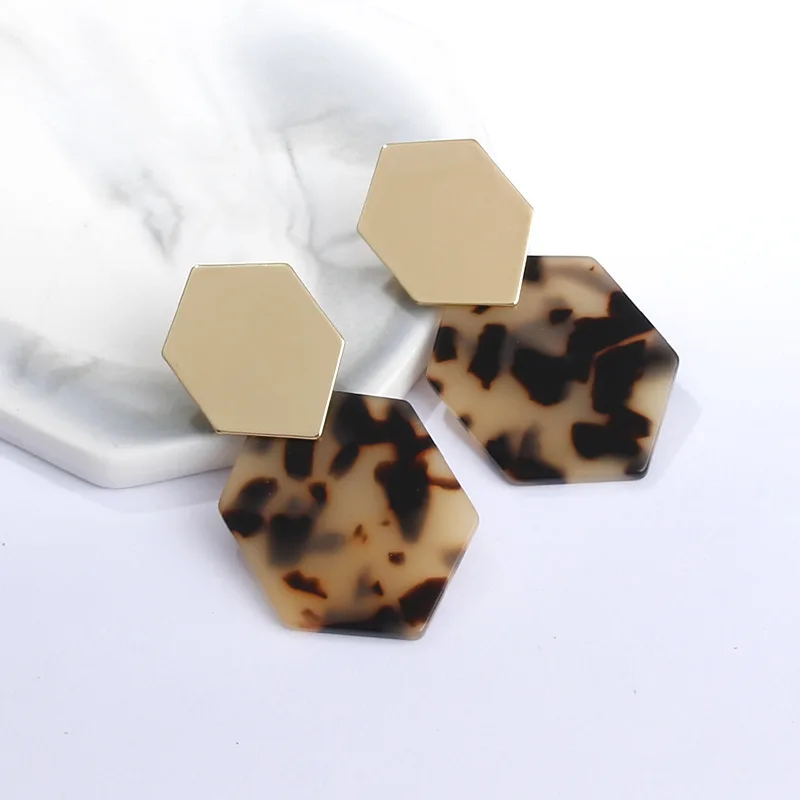 Эффектные акриловые серьги Tortoiseshell из ацетатной смолы яркие золотой цвет