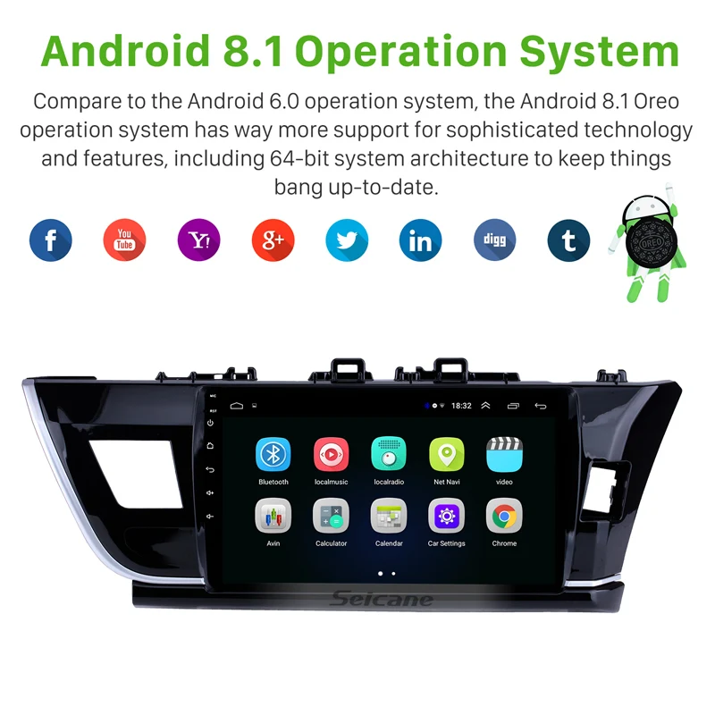 Seicane Автомобильный GPS мультимедийный плеер радио для 2014 Toyota Corolla RHD 10 1 &quot2Din Android 9
