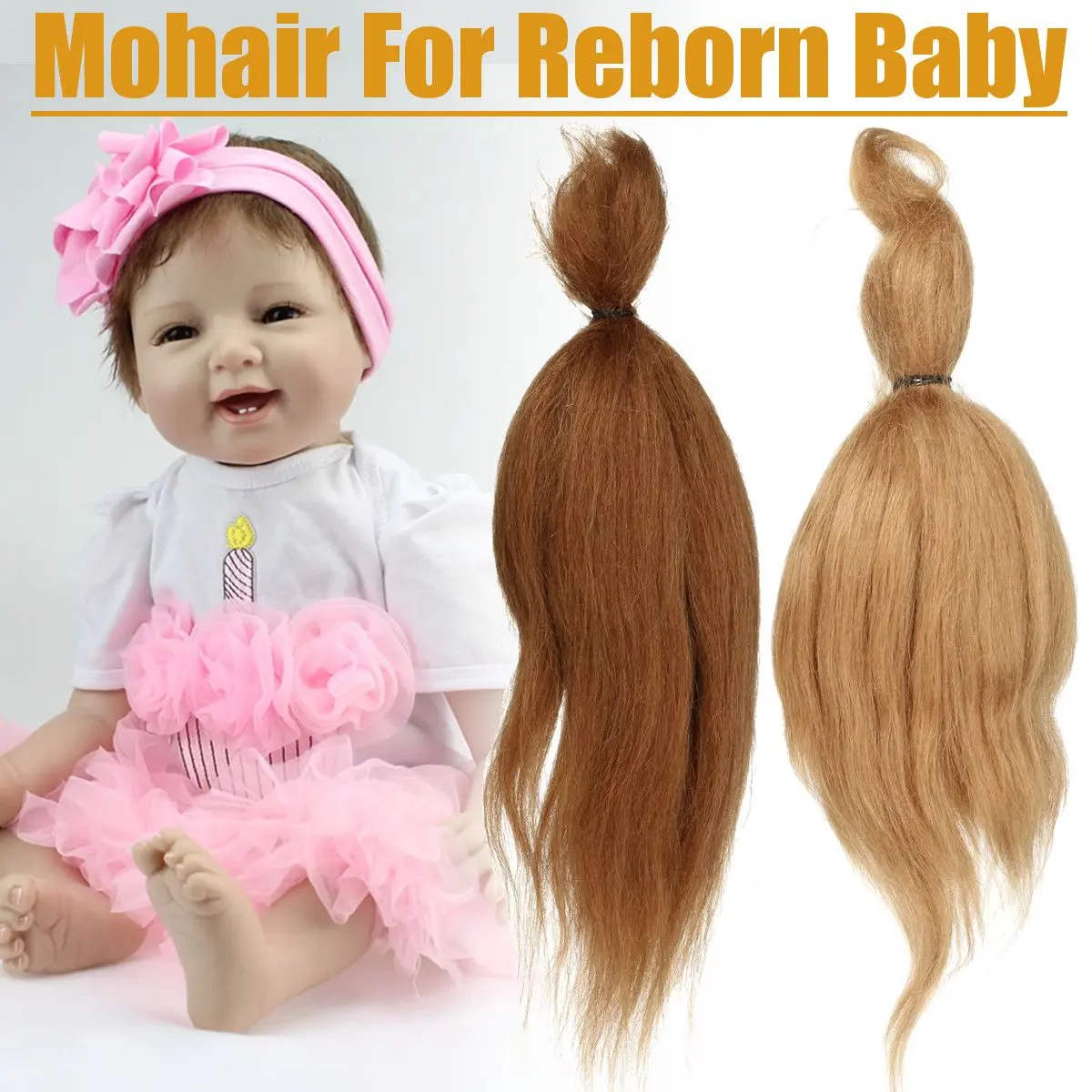 15 г чистый мохер для Reborn Baby Doll Hair с темно-коричневым/золотым цветом подходит для DIY Reborn Baby Doll аксессуары для куклы «сделай сам» для малыша