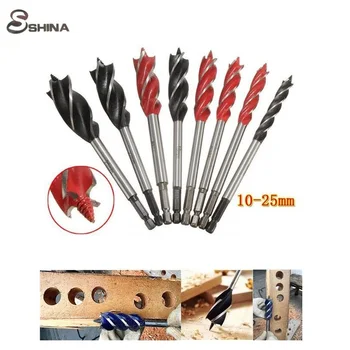 

5PCS Drill Bit Four Slot Hex Shank 1/4" 6.35mm WoodWorking Drilling 10/12/14/16/18mm HSS Power Tools