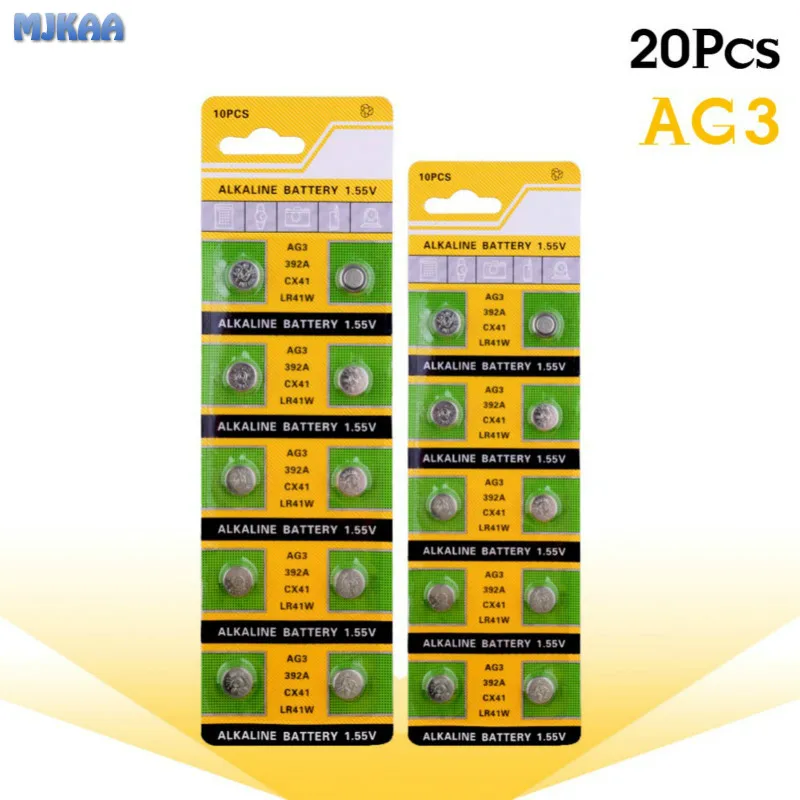 

20 pcs/bag AG3 button battery for watch toy remote control SR41 192 1.55V L736 384 SR41SW CX41 LR41 392 coin battery