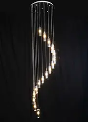 Двойная лестница большая кристалла подвесной светильник Villa Роскошные G4 LED долго люстра пузырь колонке Кристалл Гостиная спираль лампы