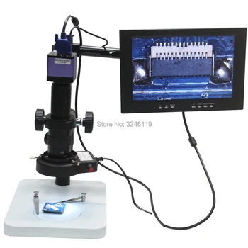 

Full HD 1080P 60FPS Industrial Microscope VGA Camera+10X-300X C-mount Lens+LED Light Source+Focus Bracket+10-inch Monitor