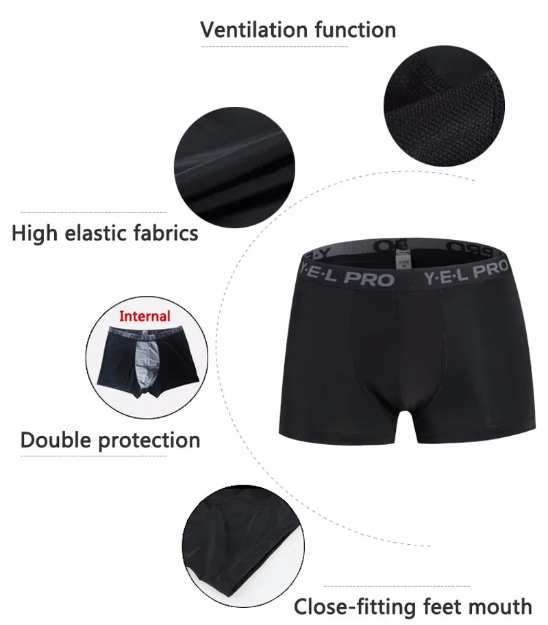 Yel Gym Leggings Men Crossfit Shorts Running Compression Maillots De Football Sports Boxer Jogging Underwear Running Shorts