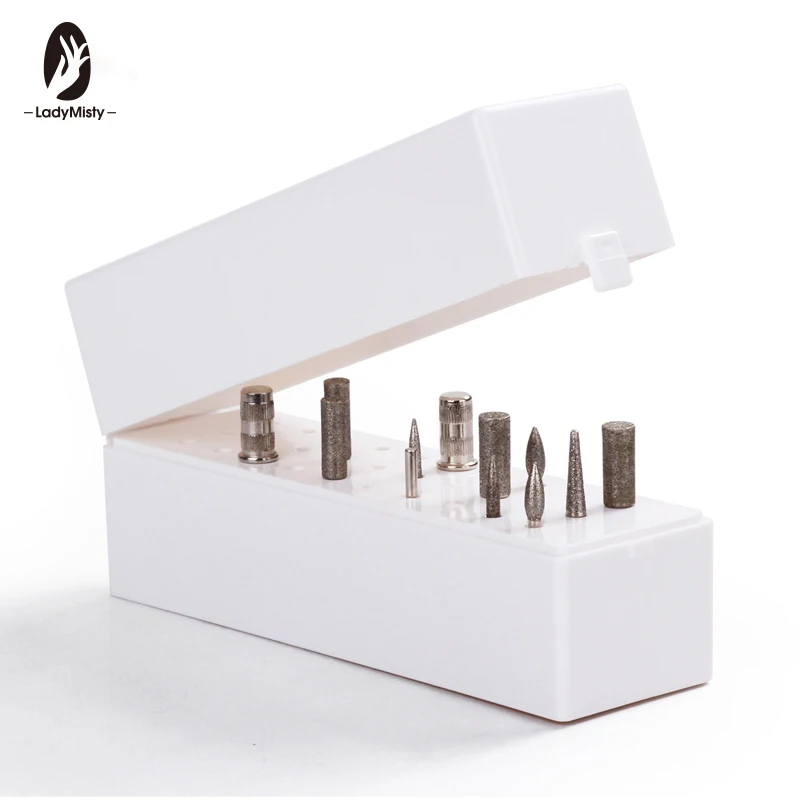 

Ladymisty 30 Holes White Electric Nail Drill Bit Holder Display Storage Box Nail Cutter Container Stand Rack Manicure Tool