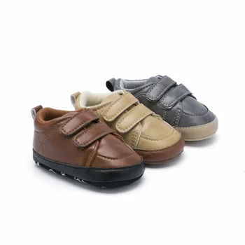 

Pu Cool Baby Shoes Boys Breathable Solid Print Anti-Slip Shoes Sneakers Soft Soled First Walkers Walking Crib Shoes 3-12M