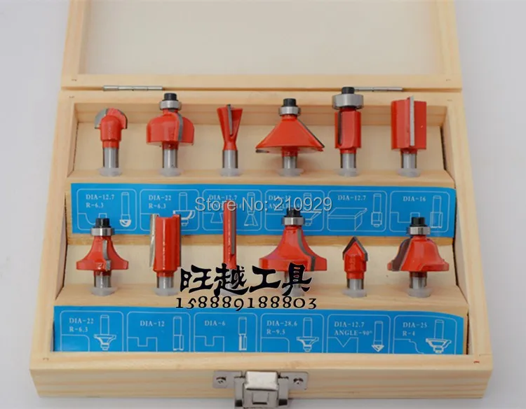

12pcs wooden box cutter chisel trimming knife 1/4 shank diameter: 6.35MM woodworker milling cutter Wood Router
