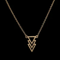 Shuangshuo New Fashion Chokers Vintage Three Triangle Pendant Necklaces for Women Geometric Long Chain Choker Necklace N077 - Image 4