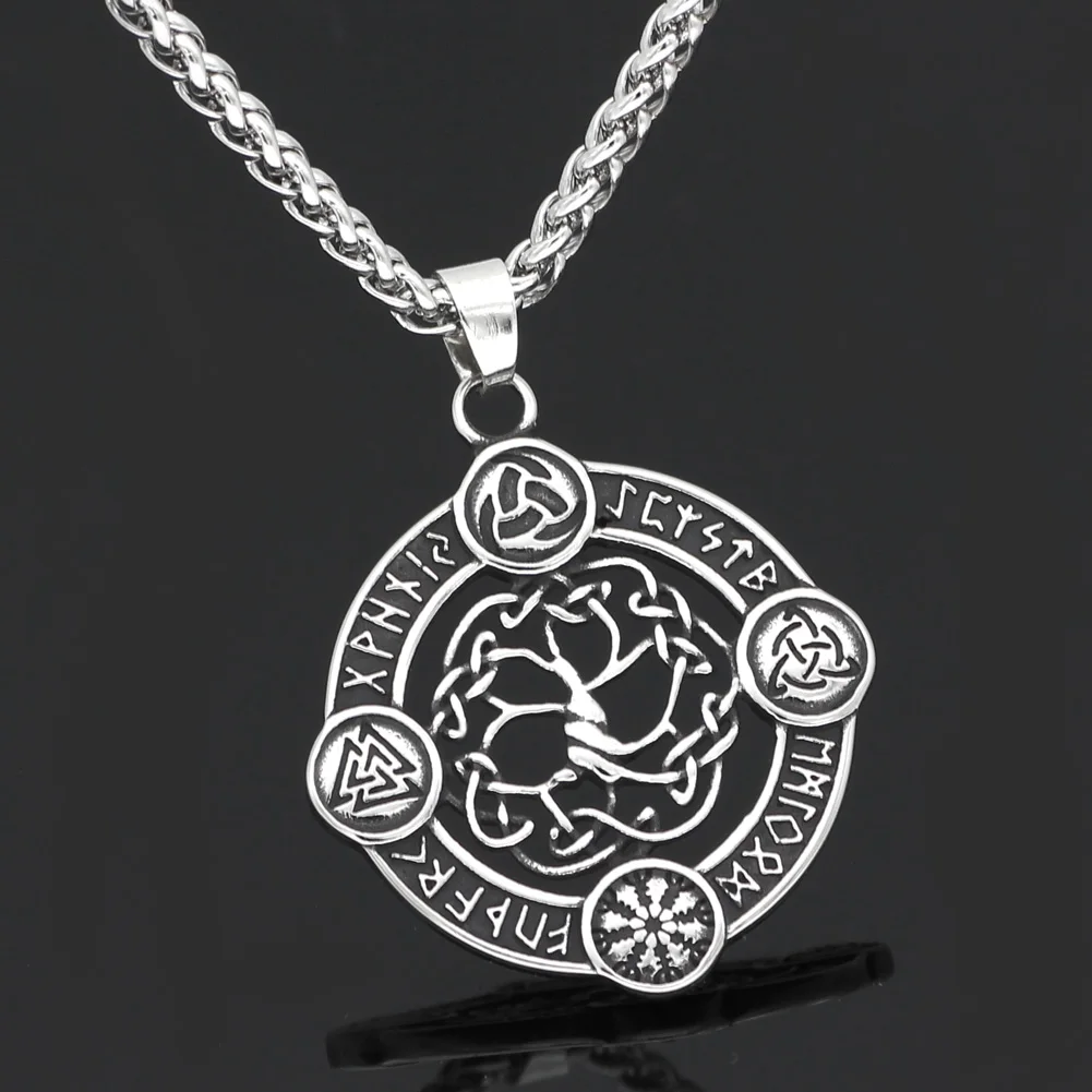 Нержавеющая сталь Викинг Северный компас Vegvisir odin Амулет ожерелье с подарочной сумкой