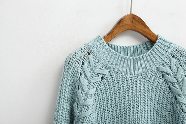2018 Autumn Winter Women Sweaters and Pullovers Loose Casual Solid Color O-Neck Twist Knitted Wool Thicking Sweater