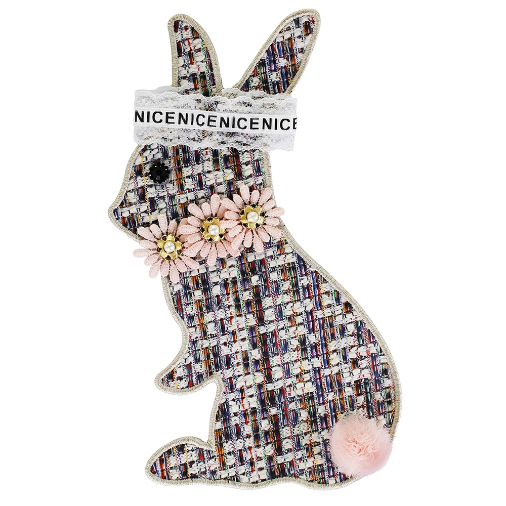 

2pc Nice Rabbit Sequined Sew On Patches for Clothes DIY Coat Sweater Embroidered Paillette Fur Bead Patch Applique P152