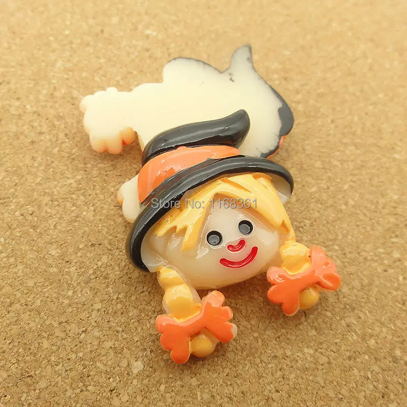 1pcs/lot resin flat back Halloween orange hair girl cartoon 28mm Cabochons Hair Bow Center DIY Christmas decration C114-9