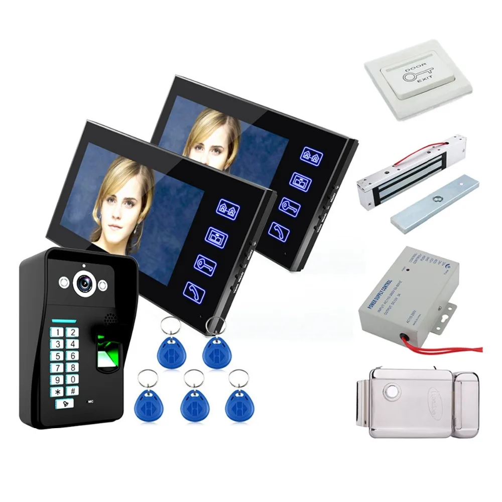 

Home Touch Key 7" LCD Fingerprint Video Door Phone Intercom System With fingerprint Access Control Home Security+Electronic lock