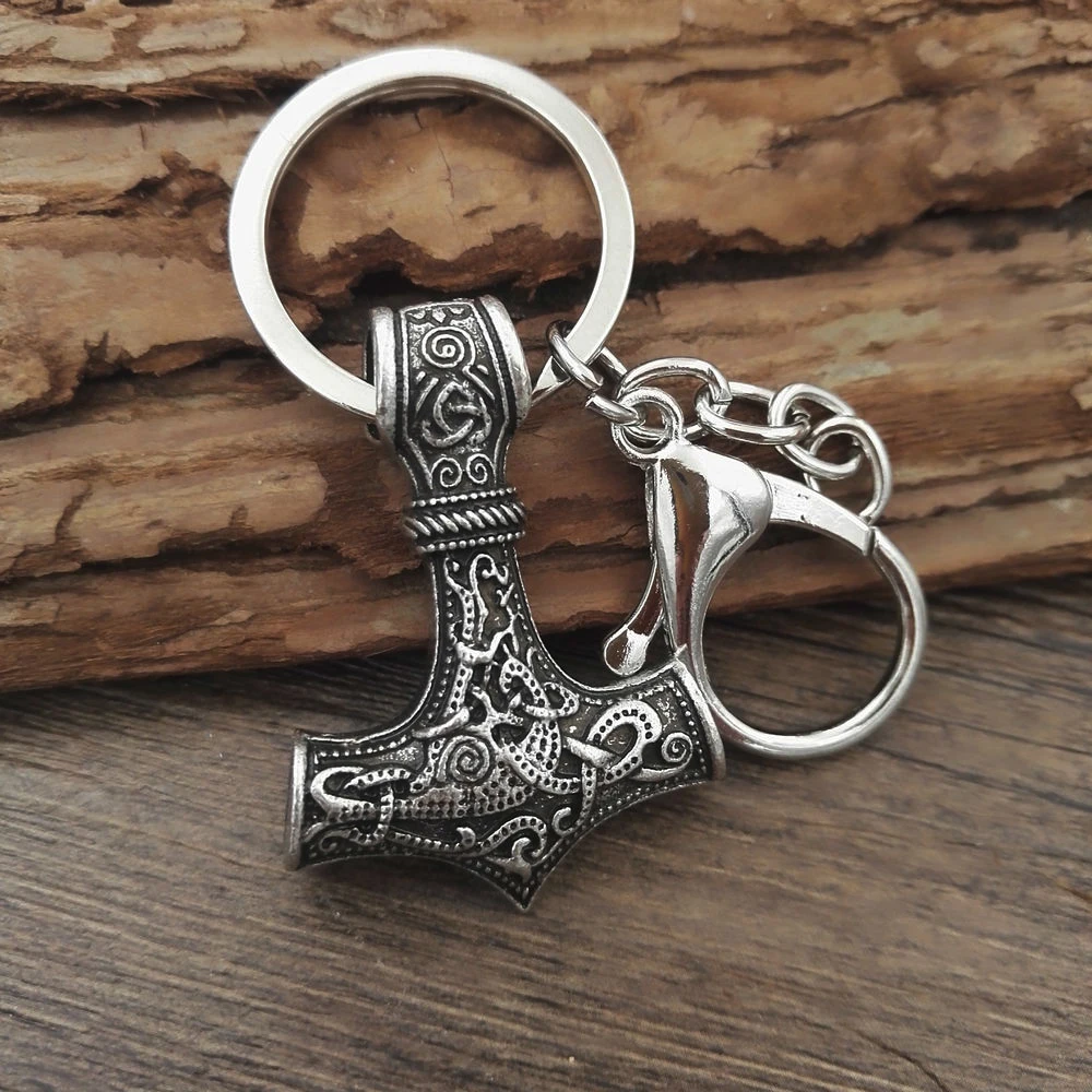 Брелок SanLan 1 шт. Thor the Norse God of Thunder Viking Thors Hammer серебряный цвет Mjolnir