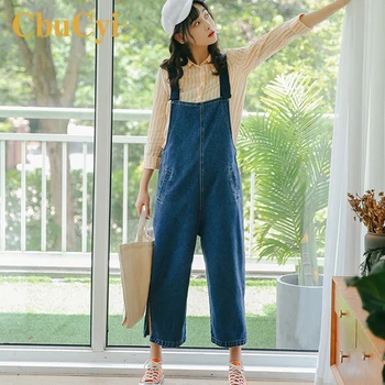 

Large Size Women Jeans Jumpsuits Spring Fashion Loose Casual Denim Rompers Overalls for Women Wide Leg Jean Playsuit Streetwear