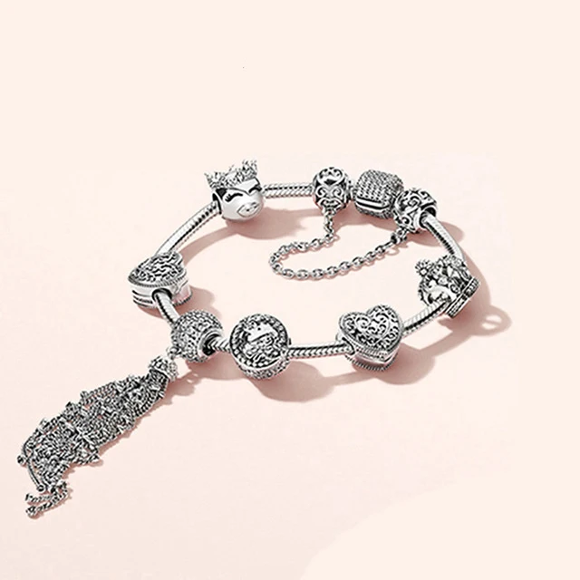 

Kristie 100% 925 Sterling Silver New 1:1 Genuine Princess Natural Magic Bracelet Set Free Shipping