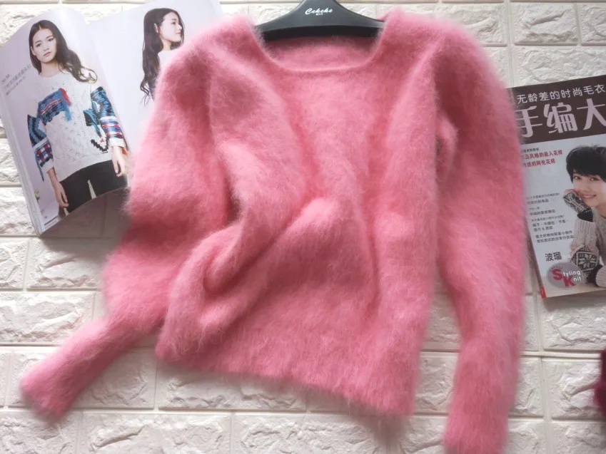 Женский кашемировый свитер из натуральной норки 100% размера плюс S309 | Женская