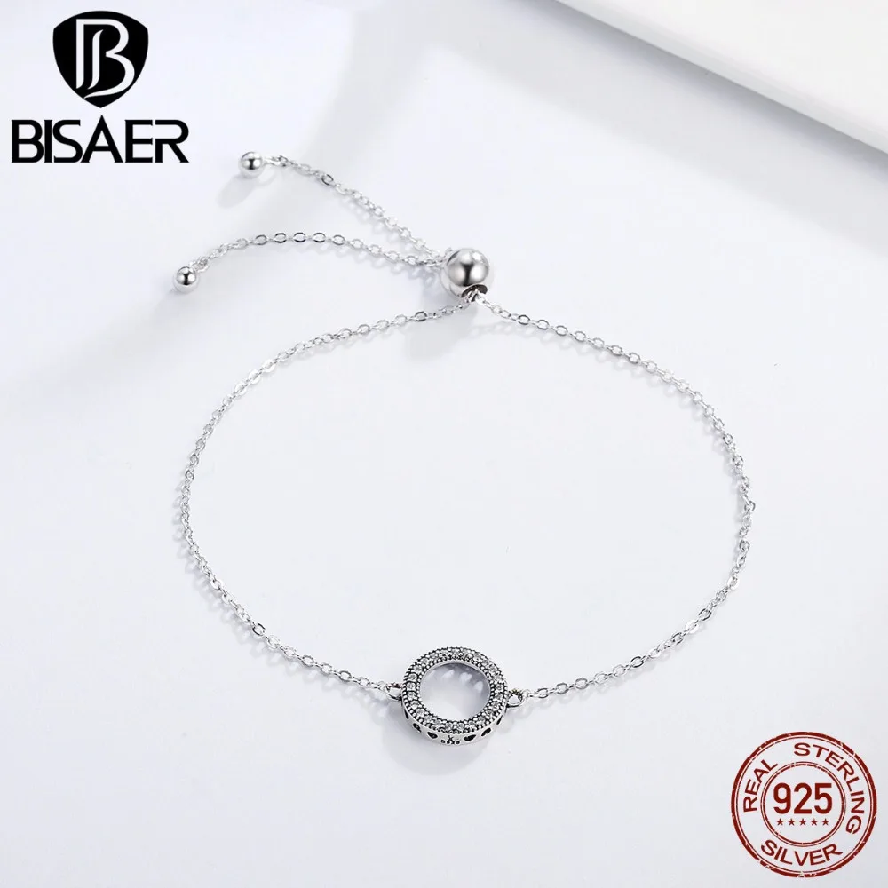 

Authentic 925 Sterling Silver Forever Circle Round Women Femme Chain Link Bracelet for Women Sterling Silver Jewelry Pulseira