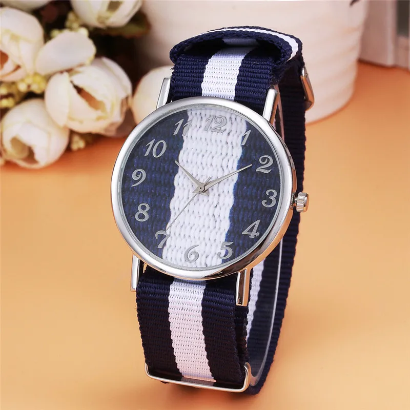 Casual Simple Unisex Neutral Clock Men Women Geneva Canvas Band Transparent Hour Auto Date Buckle Bracelet