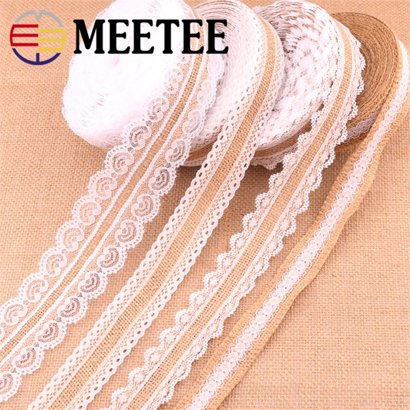 Meetee 10yards Linen Lace Trims Roll Webbing DIY Manual Christmas Decoration Flower Gift Box Packaging AccessoryZK152 | Дом и сад