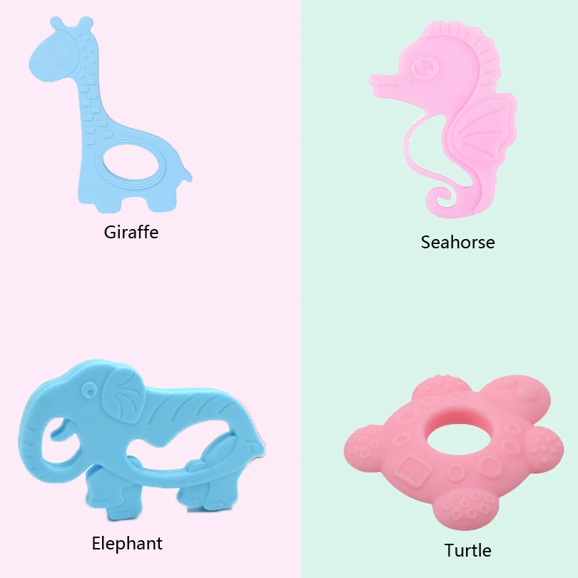 Animals Teether Silicone Baby Lovely turtle Fawn Hippoccmpi Shape Training Tooth Massager Pacifier chain BPA Fre | Мать и ребенок