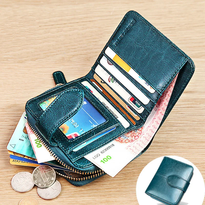 

High Quality Genuine Leather Women Wallets Small Hasp Solid Leather Short Wallet Female Fashion Mini Card Holder Coin Purse