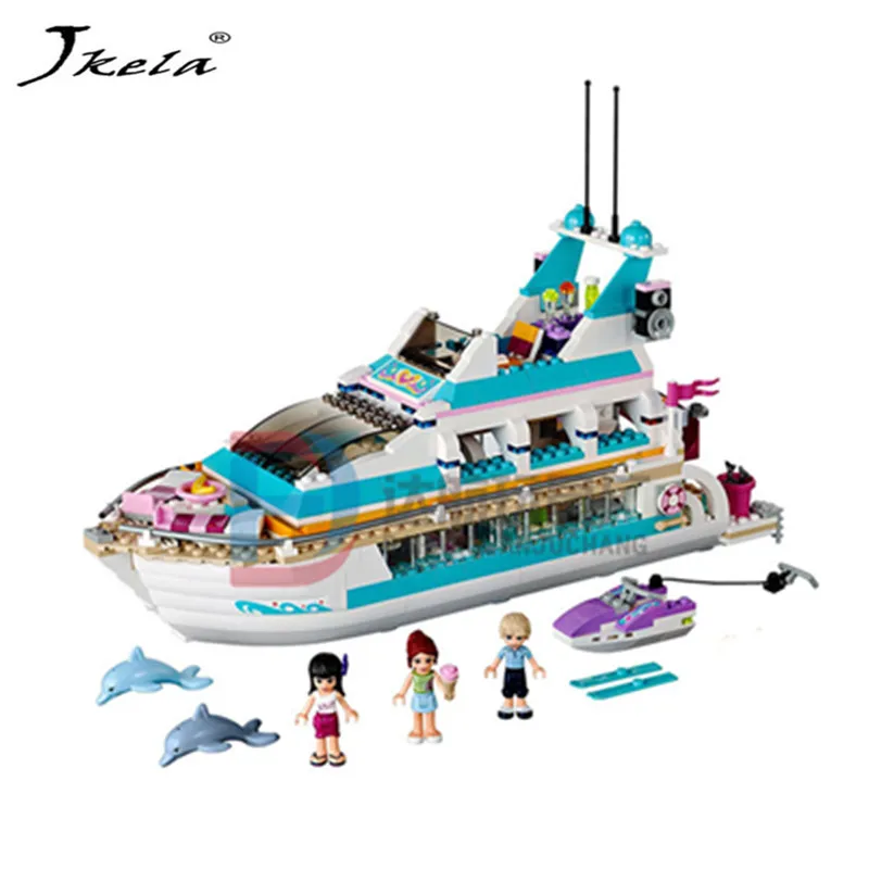 

[Hot] Compatible Legob Friends 41015 Model 618pcs Building Blocks Dolphin Cruiser Vessel Ship Brick Figure Toys For Children