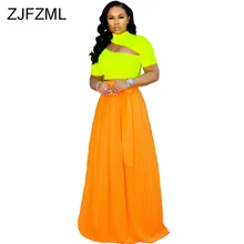 Летние гофрированные длинные юбки с высокой талией, женская модная Свободная юбка в пол размера плюс, повседневная женская пляжная шифоновая юбка макси