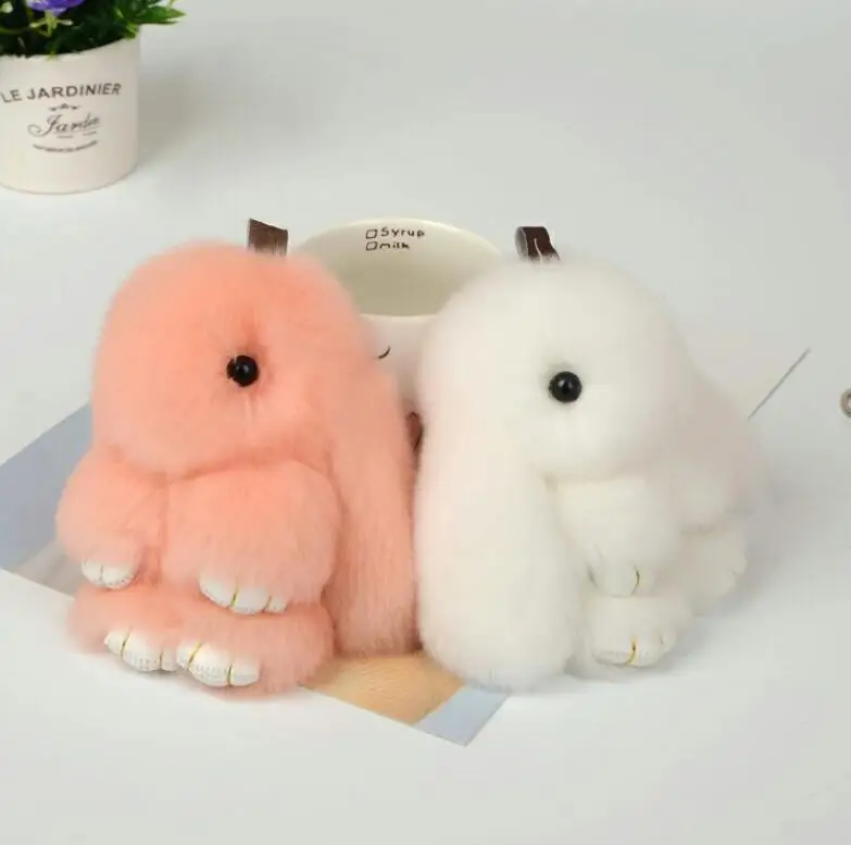 

Shuangshuo 15CM Rex Fur Rabbit Couple Keychain Pendant Charm Bunny Keychains For Women Fur Bag Key Rings Fashion Jewelry YSK022