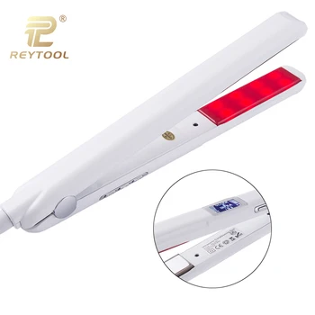 

New professional infrared hair care iron Ultrasonic recover damaged iron hair treatment with LED display white styling tool