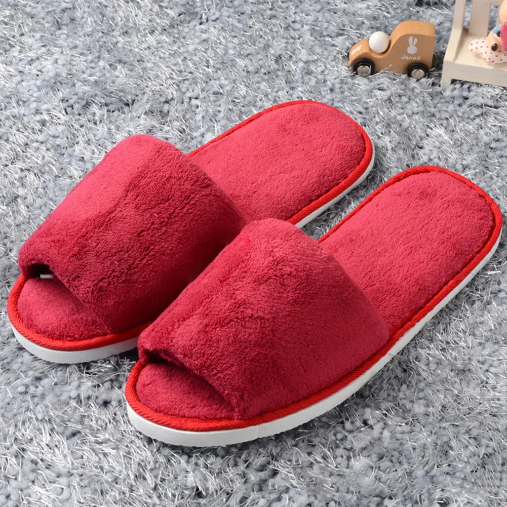

Women Open Toe Winter Plush Slippers Flip flop Warm Slippers Fleece House Indoor Shoes Plush Slides Shoes Zapatos #1103