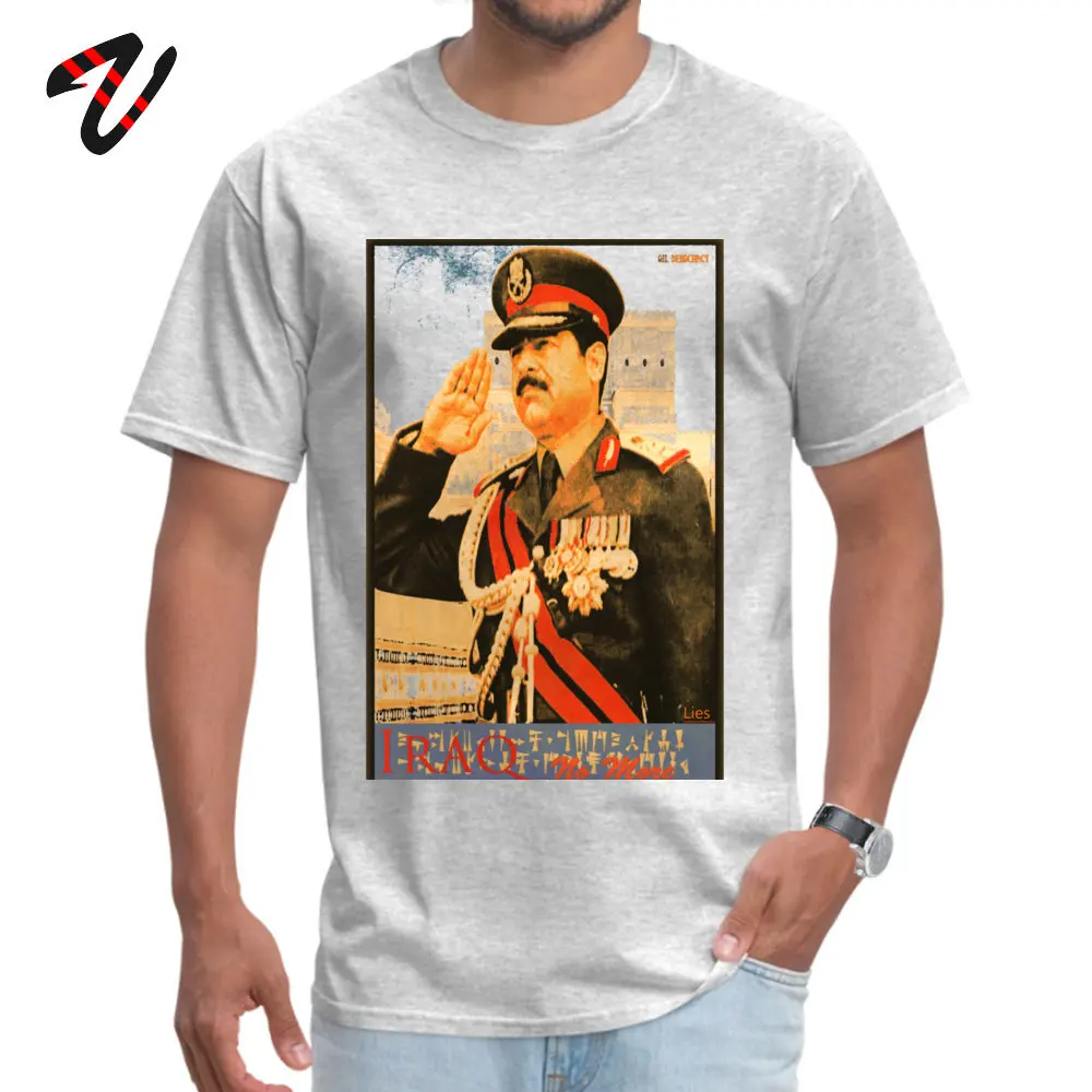 Male Newest Tops Shirts Crew Neck Thanksgiving Day 100% Cotton Fabric T Shirt Design Short Sleeve Saddam Propaganda T Shirts Saddam Propaganda7354 grey