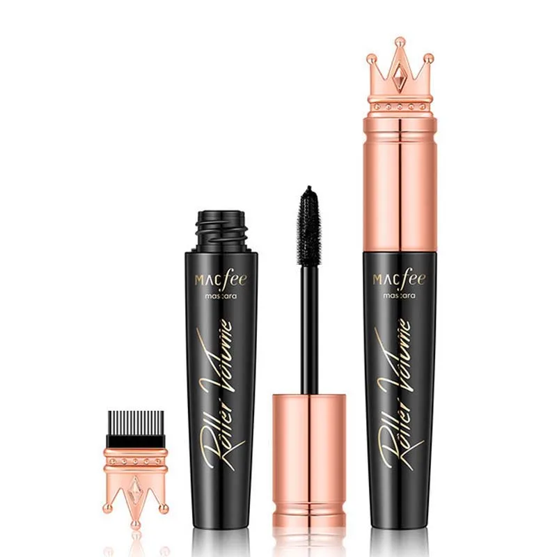 

MACFEE 4D Crown Silk Fiber Lash Mascara Black Thick 3D Mascara Waterproof Lengthening Roller Volume Makeup Mascara Cosmetics