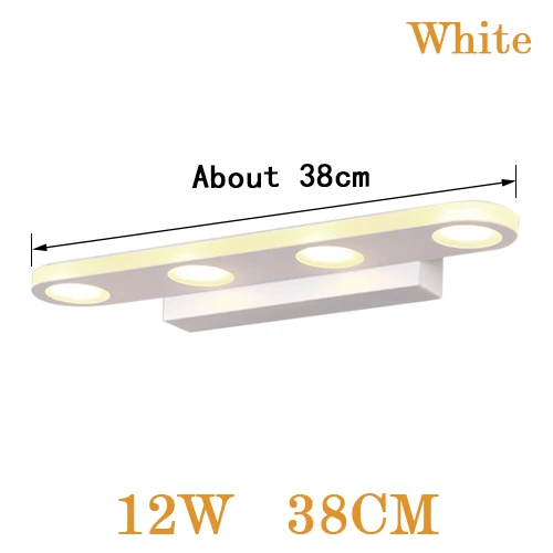 Современные светодио дный Лампа переднего зеркала 12 Вт 18 Вт декор Освещение Водонепроницаемый Ванная комната лампа Спальня фойе исследование 38 см 58 см бра - Цвет абажура: White 12W 38CM