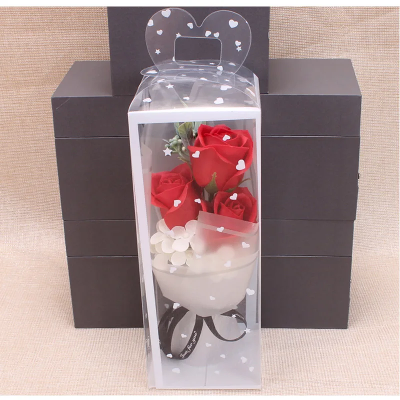 3 шт., искусственный мыльный букет из пены, цветок розы, подарок в коробке, маленький букет роз для женщин, подарок на день Святого Валентина, День рождения