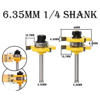 

1/2 Shank Groove and Tongue Router Bits 12.7mm Woodworking Engraving Milling Cutter 2pcs/set Carving Tenon Wood Cutter Tool 0611